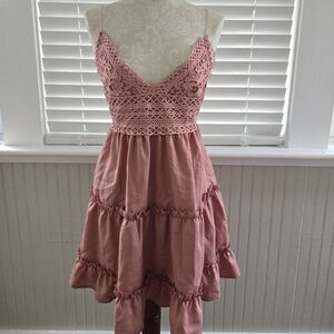 Beachy Pink Lace Dress